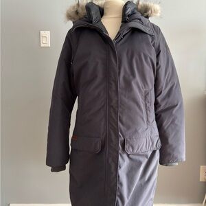 Women's Dark Gray Parka with Fur Hood